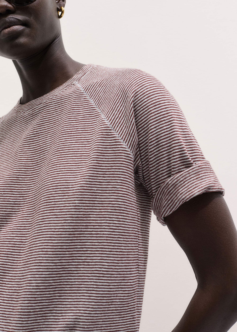 Cinnamon Soft Washed Stripe Raglan Tee meandem