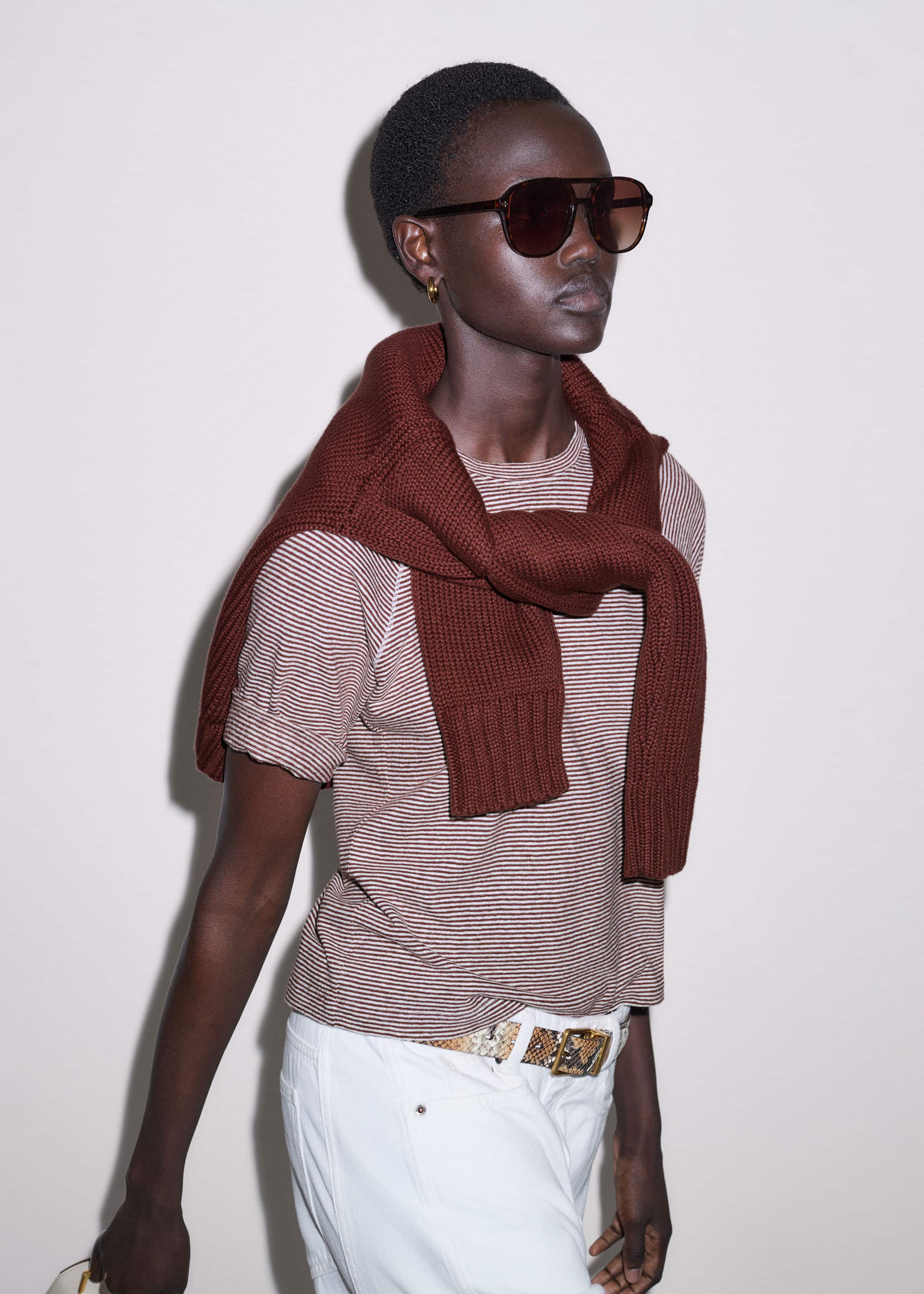 Cinnamon Soft Washed Stripe Raglan Tee meandem