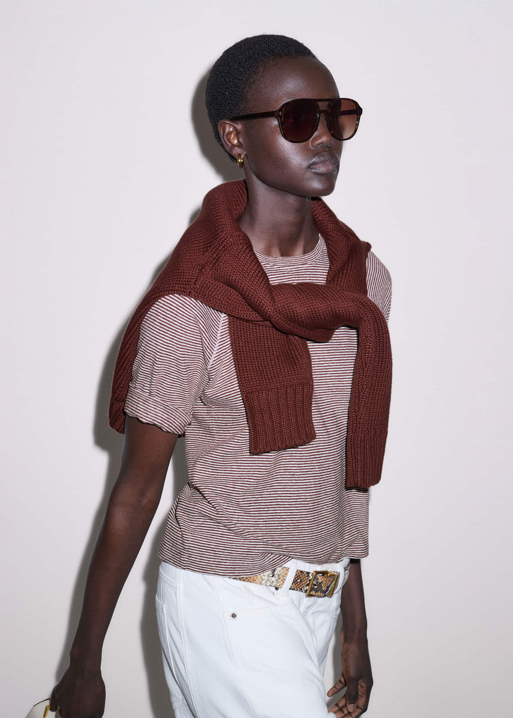 Cinnamon Soft Washed Stripe Raglan Tee meandem