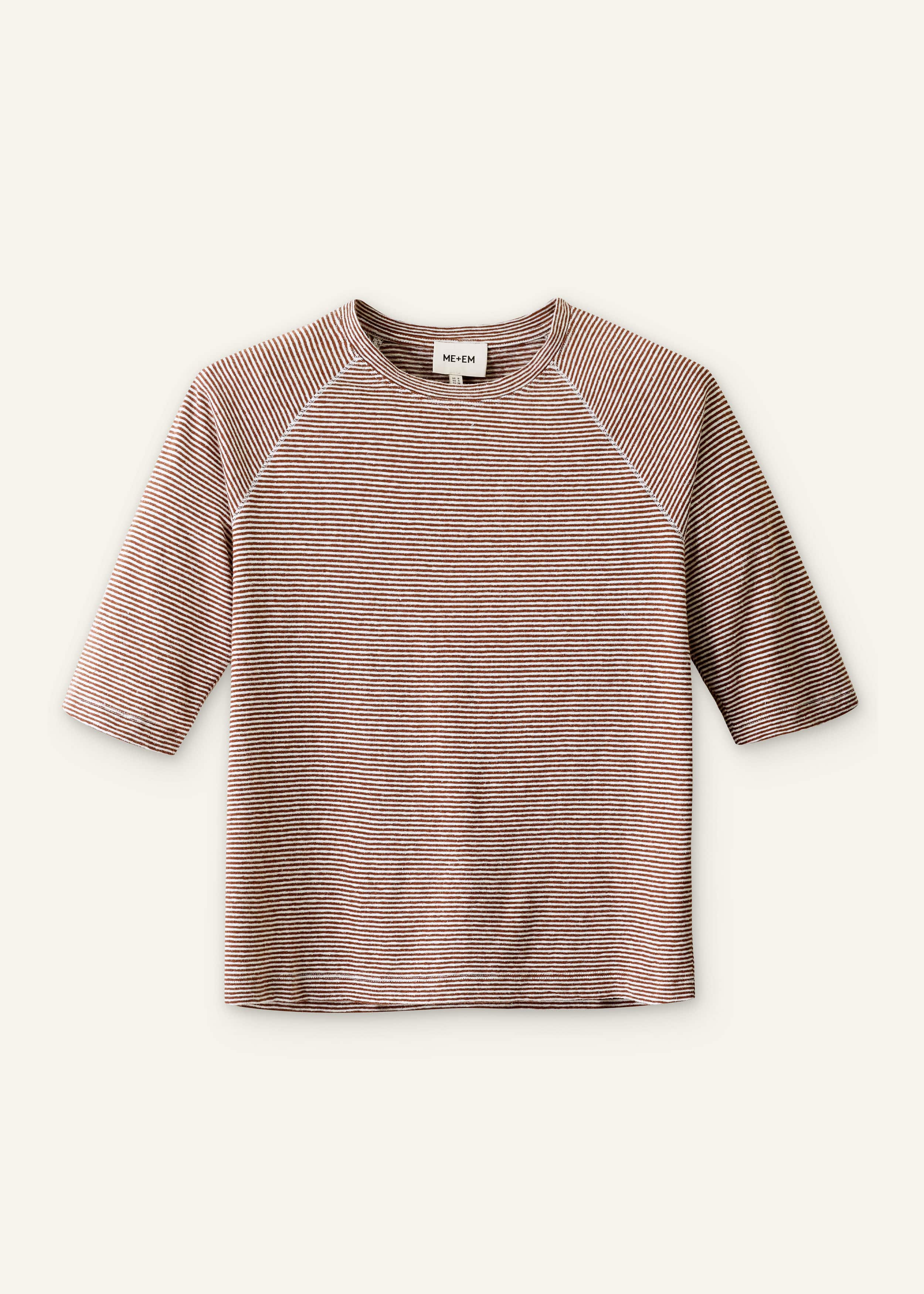 Cinnamon Soft Washed Stripe Raglan Tee meandem