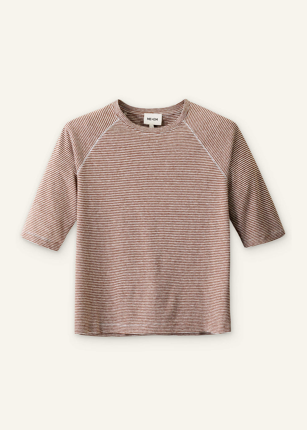 Cinnamon Soft Washed Stripe Raglan Tee meandem