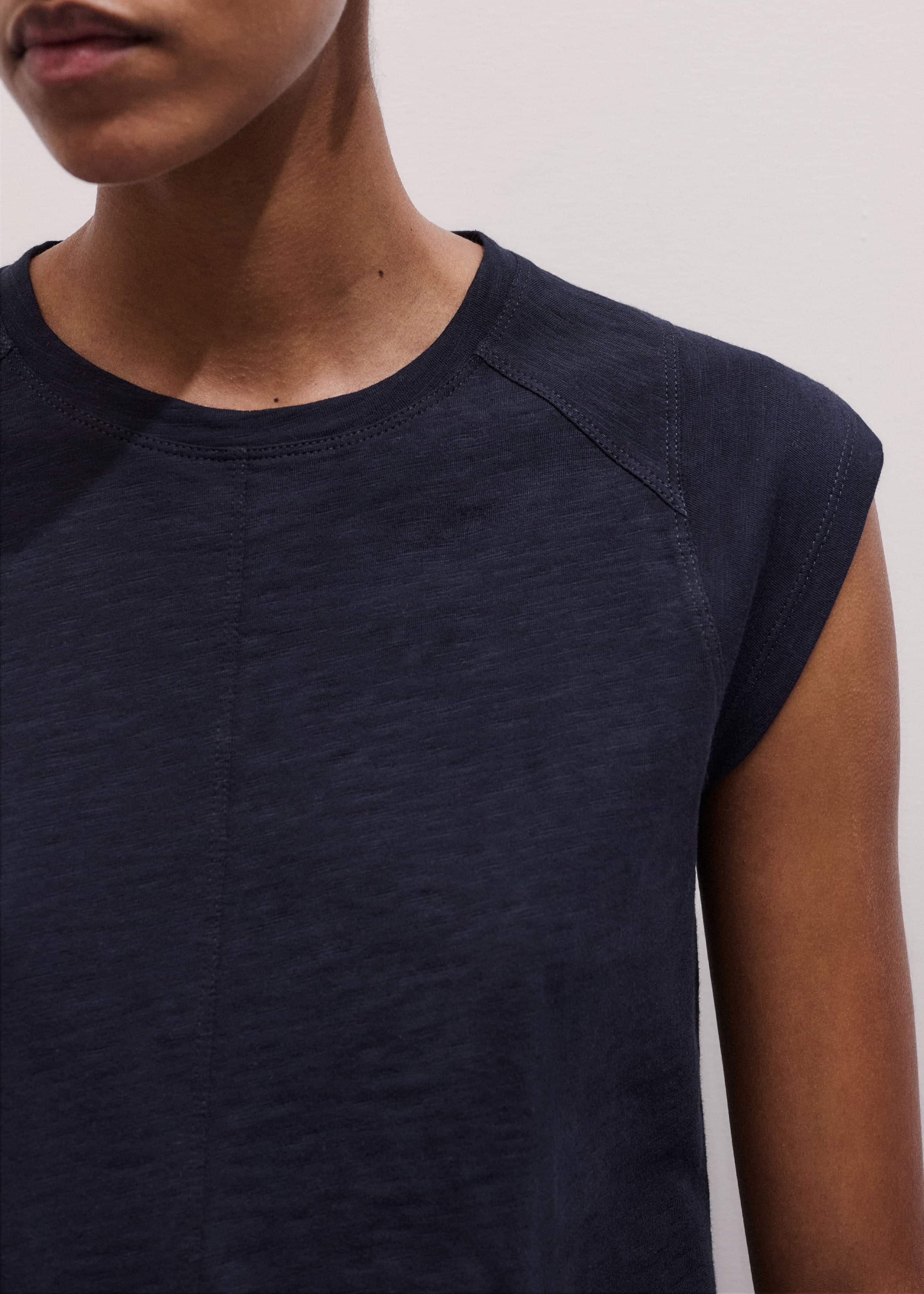 Navy Cap Sleeve Crew Neck Swing Tee meandem