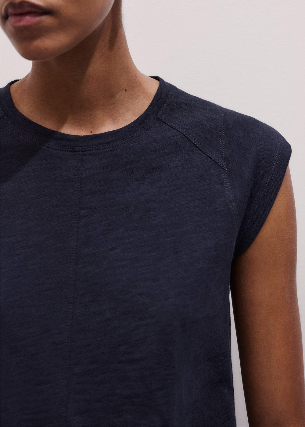 Navy Cap Sleeve Crew Neck Swing Tee meandem