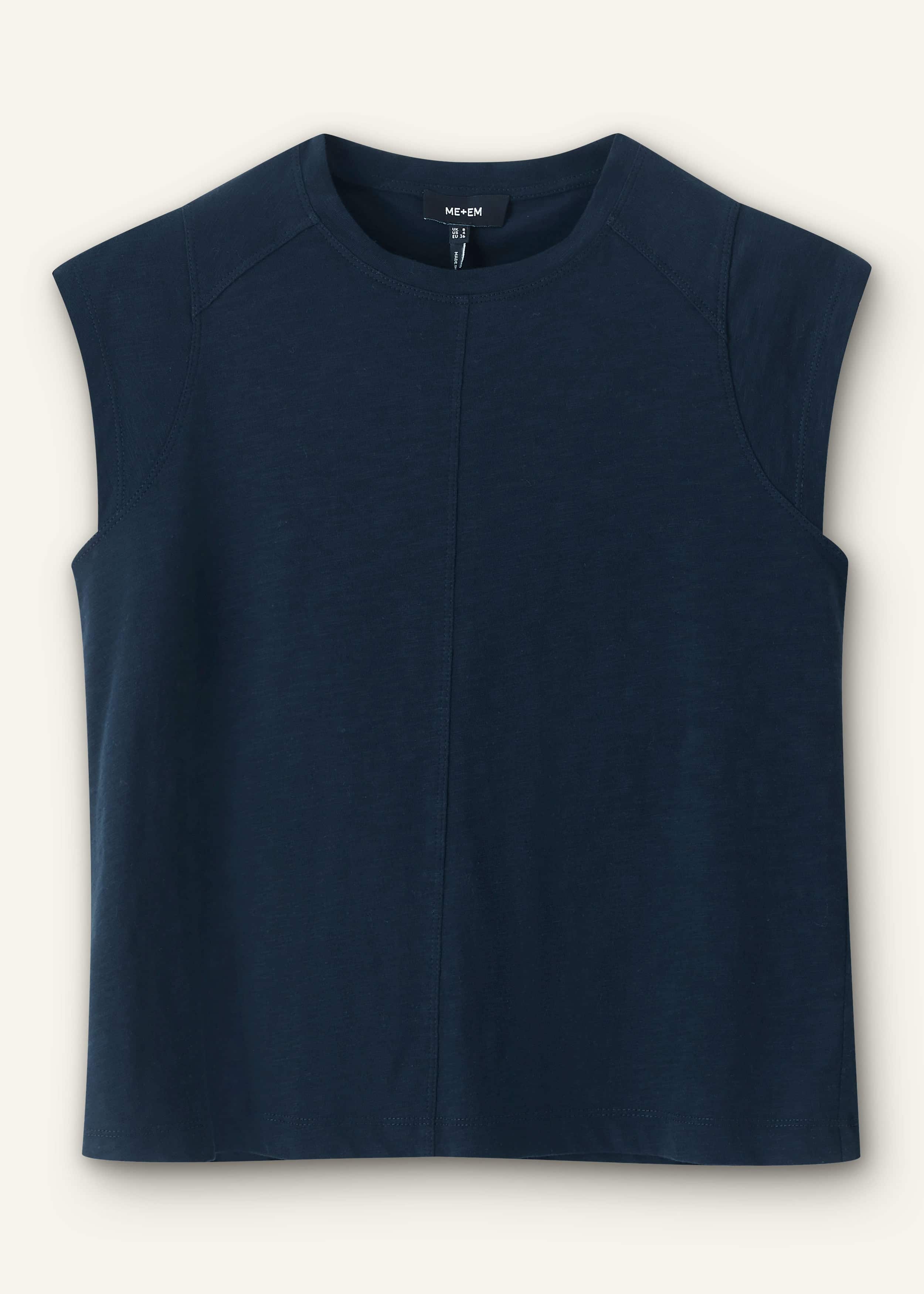 Navy Cap Sleeve Crew Neck Swing Tee meandem