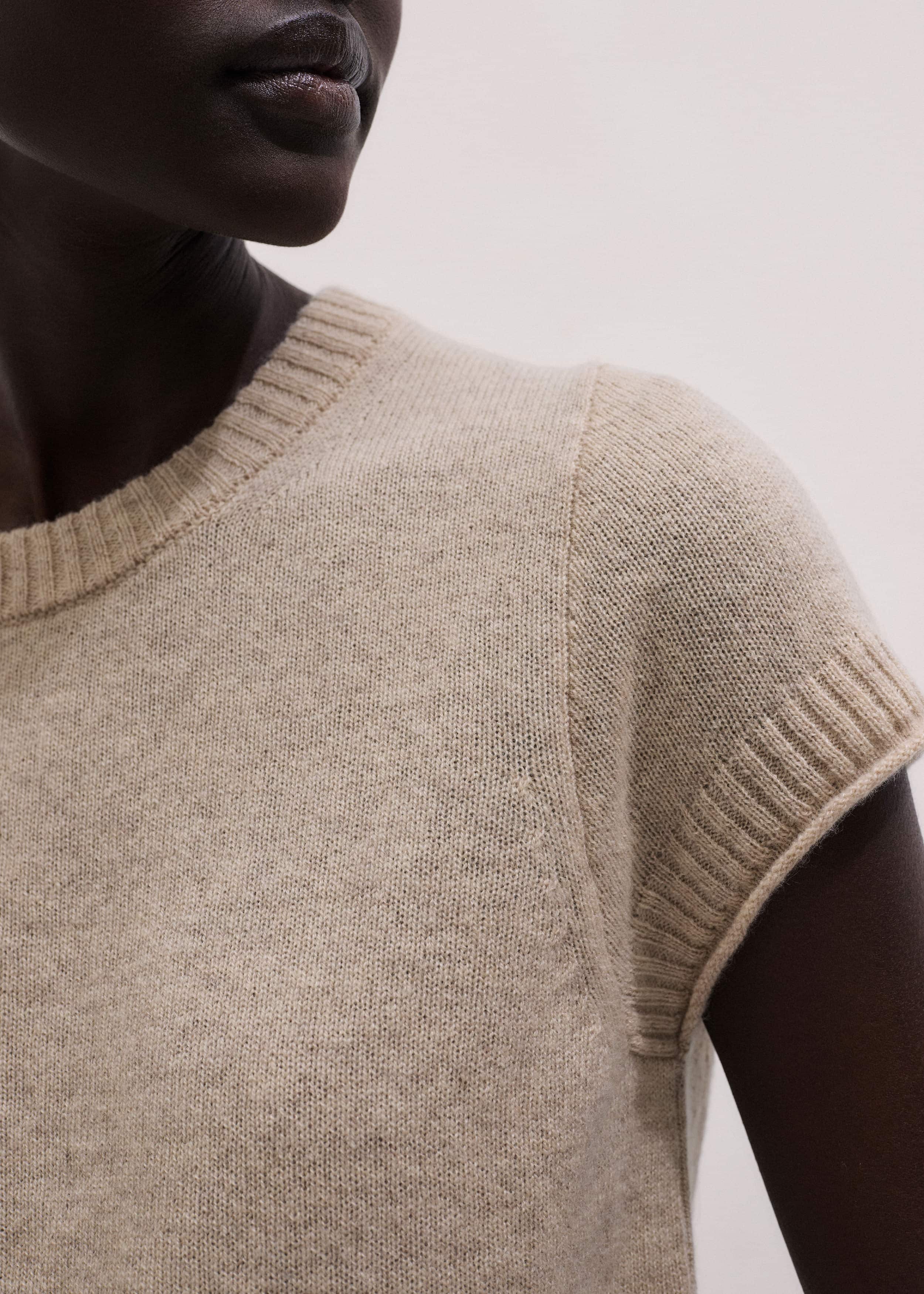 Oatmeal Cashmere Shrunken Knit Baby Tee meandem