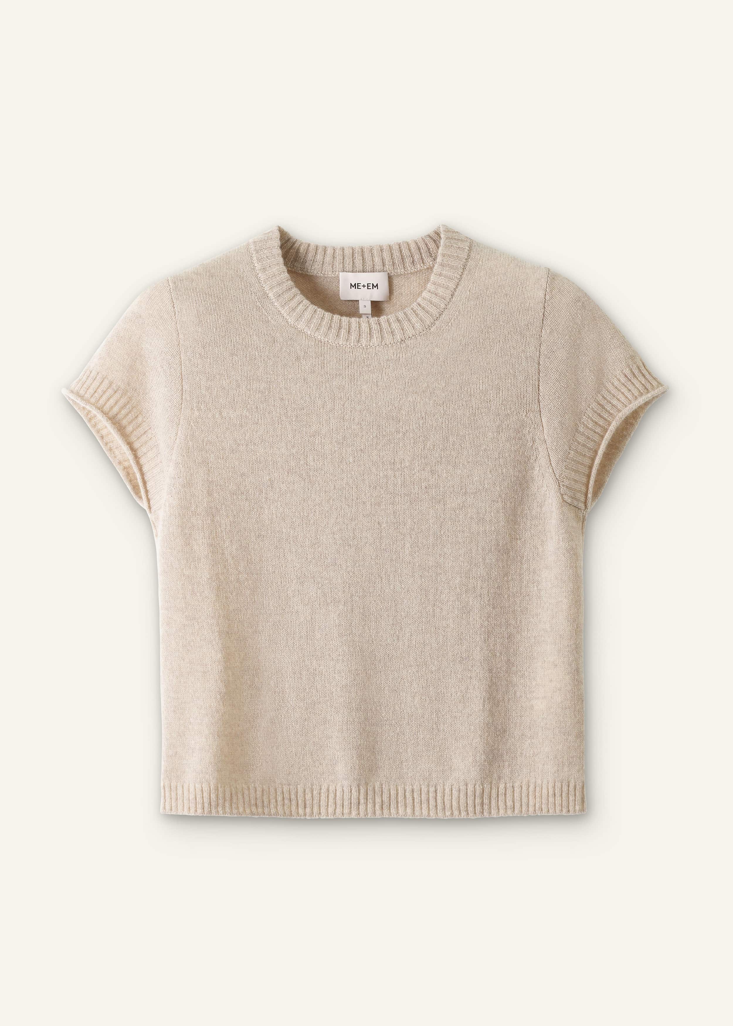 Oatmeal Cashmere Shrunken Knit Baby Tee meandem