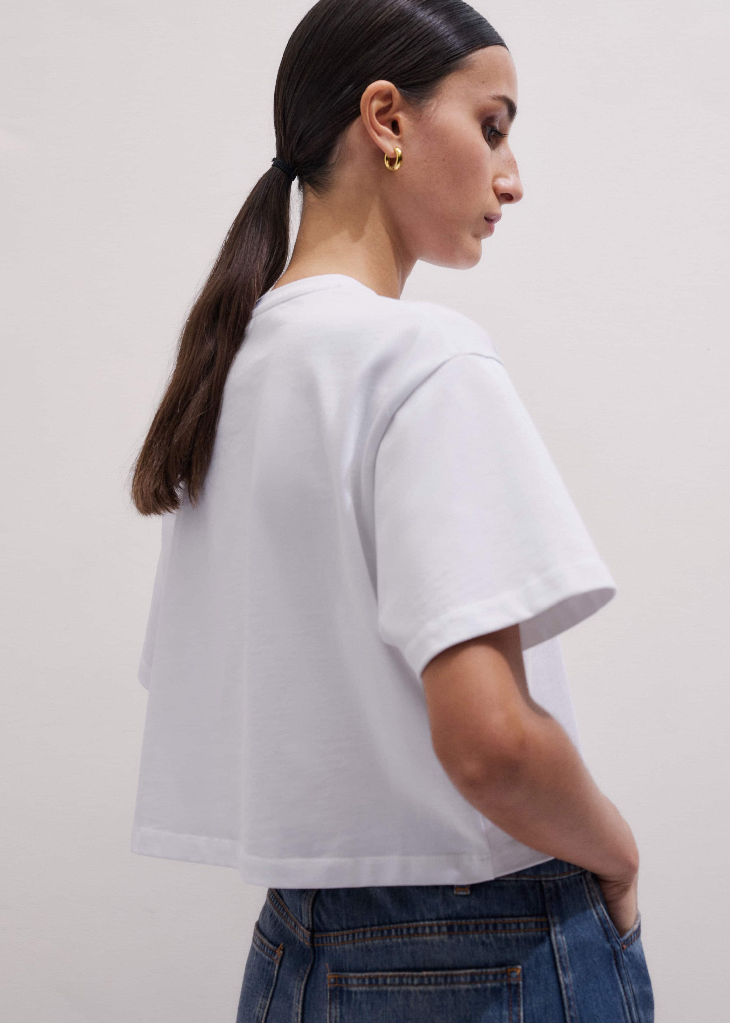 White Relaxed Cropped T-Shirt meandem