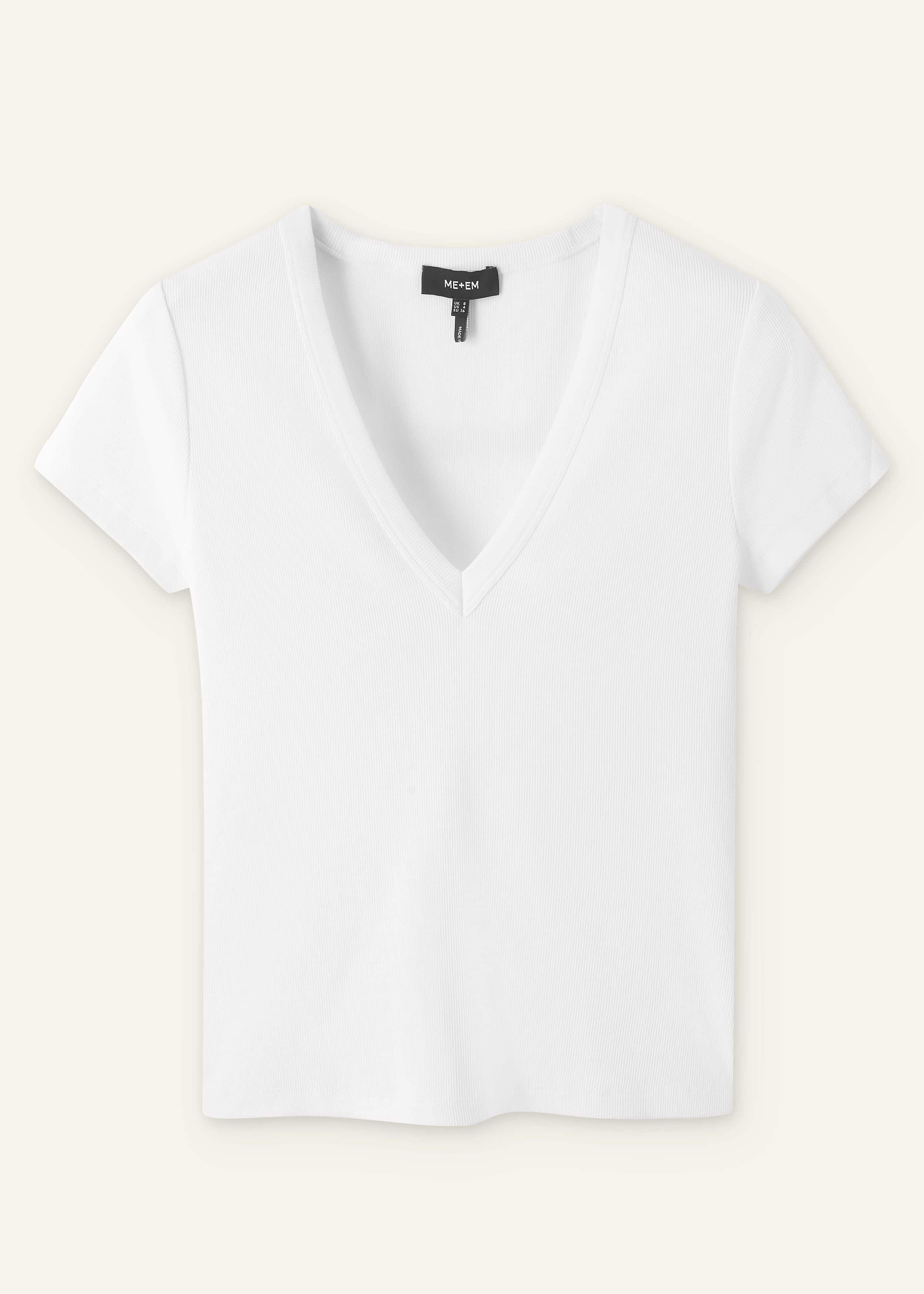 White Ultimate Fitted Rib V-Neck Tee meandem