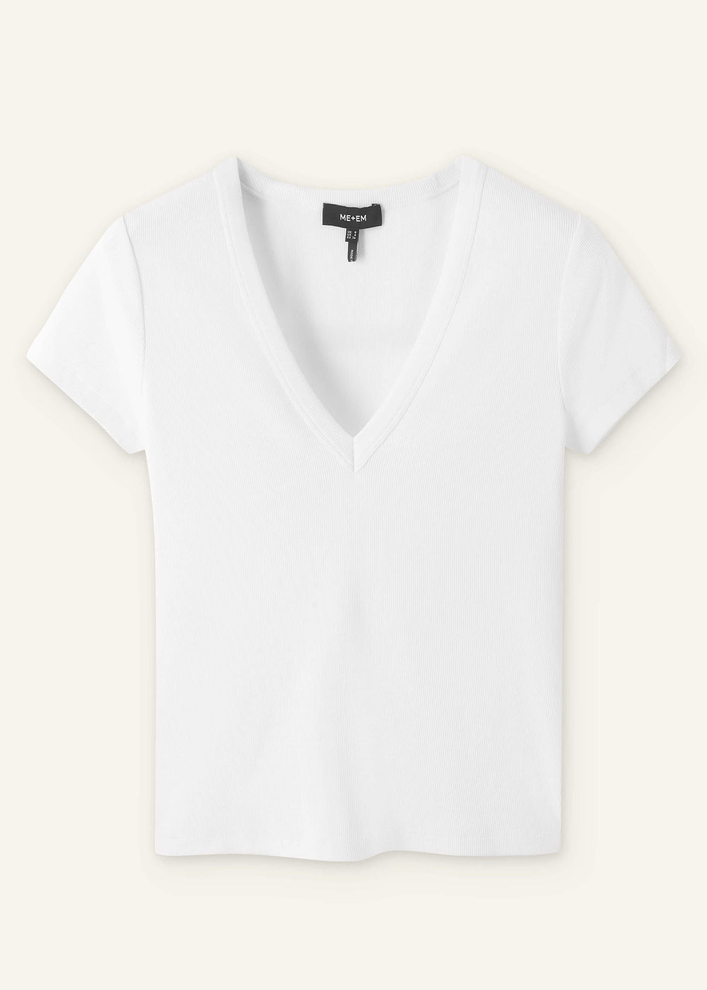 White Ultimate Fitted Rib V-Neck Tee meandem