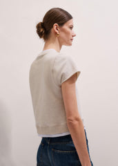 Oatmeal Double Layer Short Sleeve Sweatshirt meandem