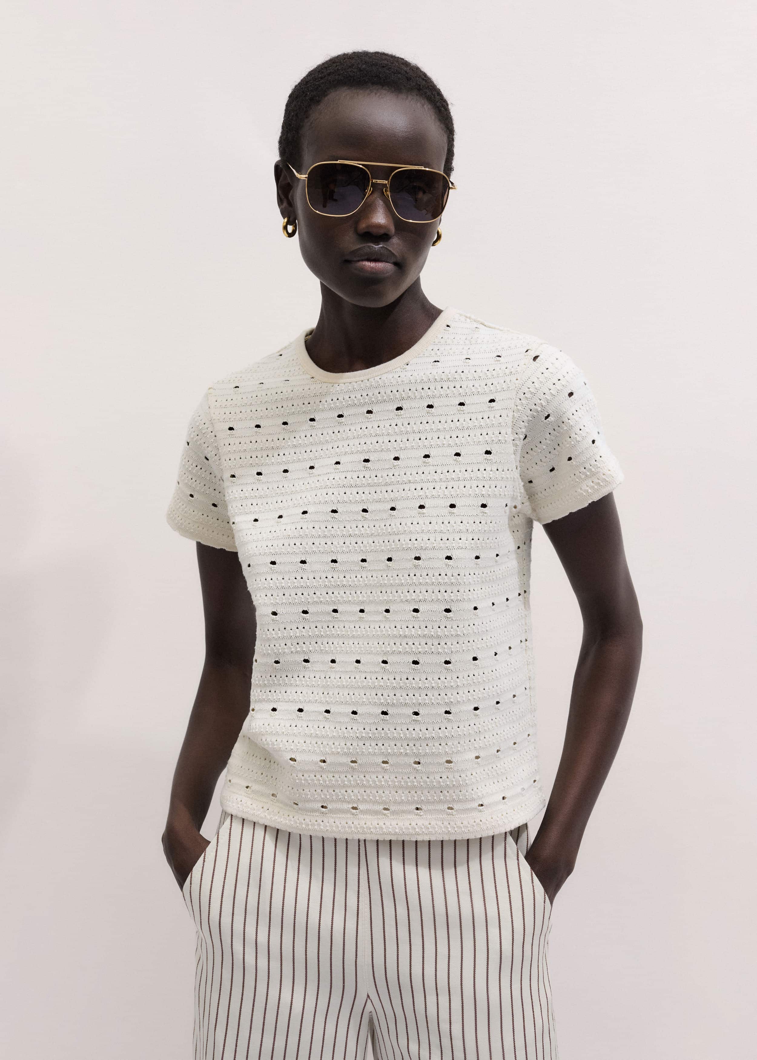 Cream Cutout Baby Tee meandem