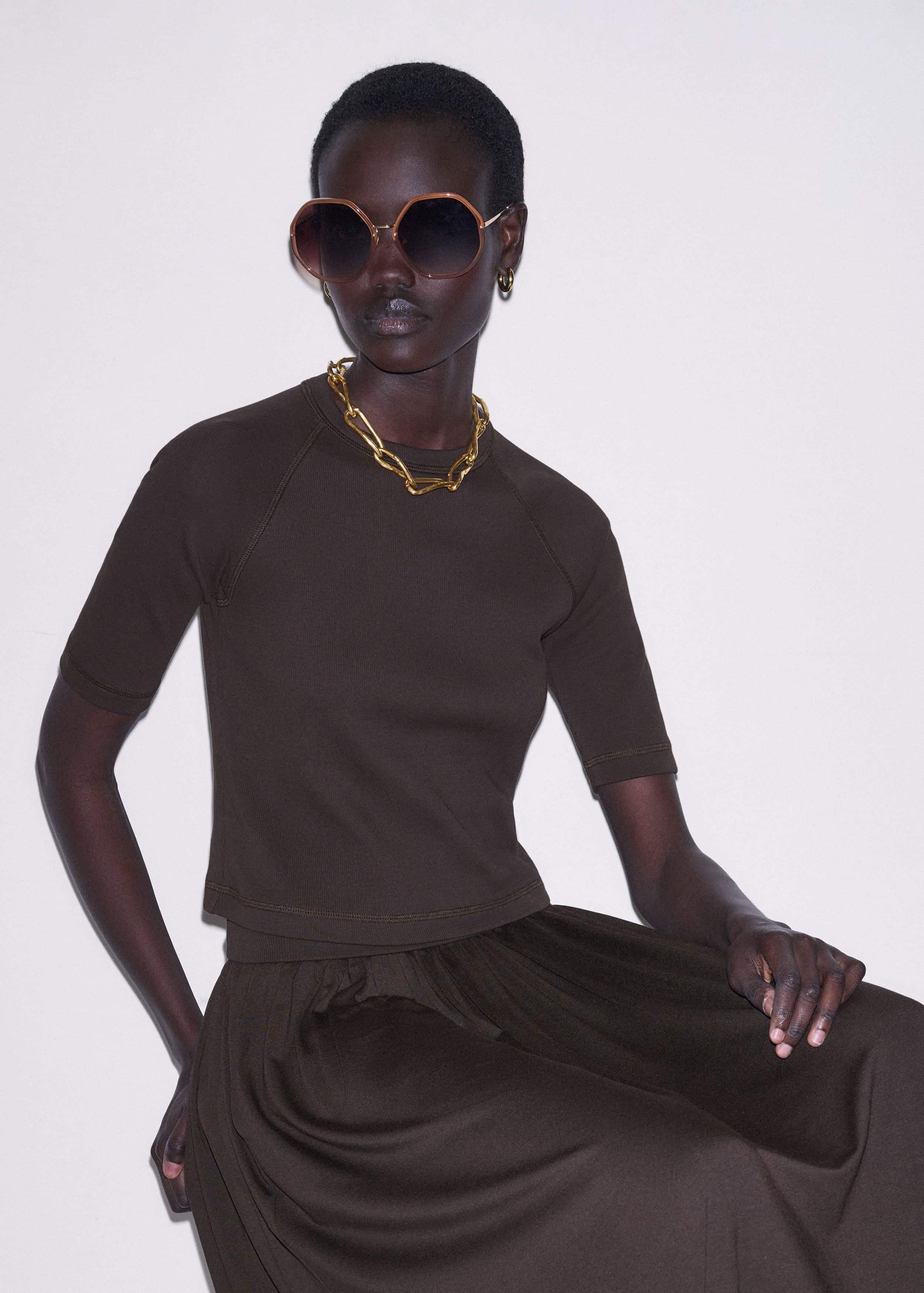 Brown Raglan Crop Tee meandem