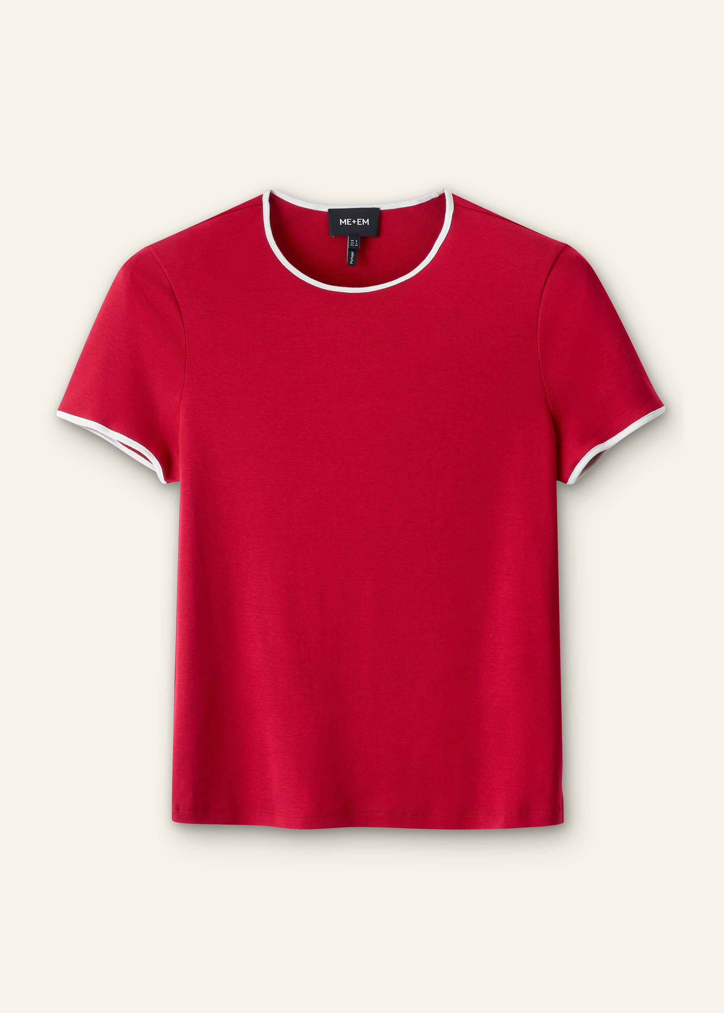 Red Contrast Trim Slim Tee meandem