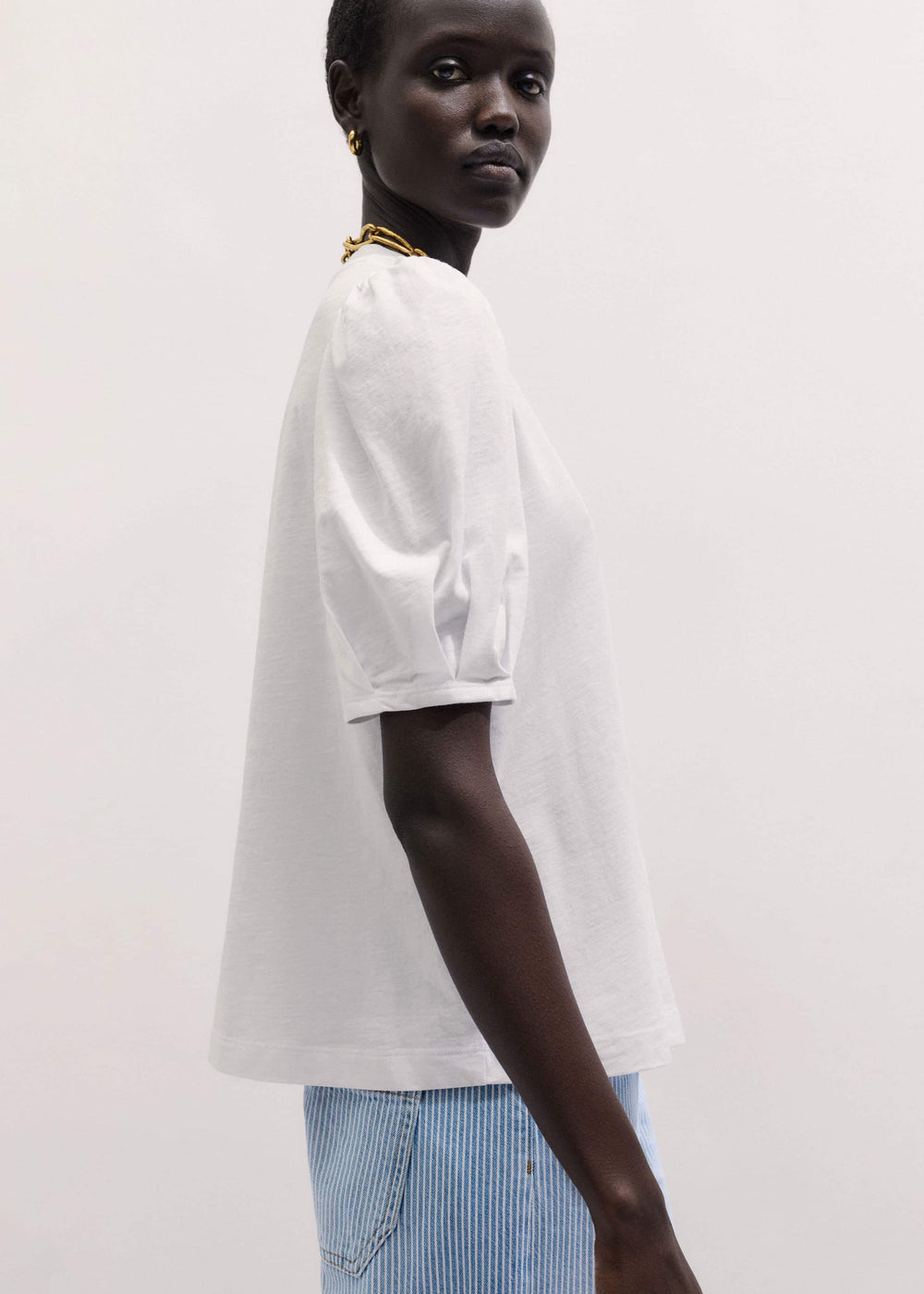 White Feminine Sleeve Swing Top meandem