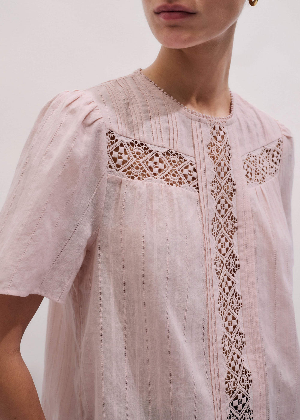 Pink Embroidered Cutout Tee meandem