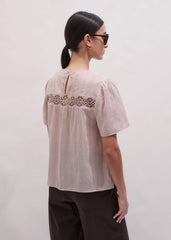Pink Embroidered Cutout Tee meandem