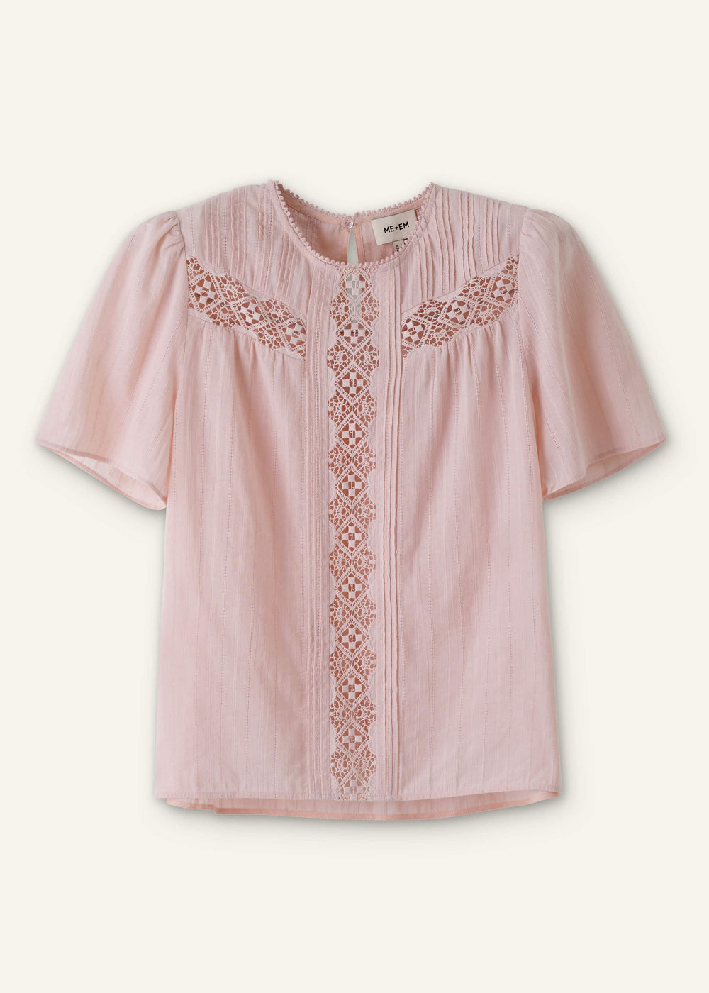 Pink Embroidered Cutout Tee meandem