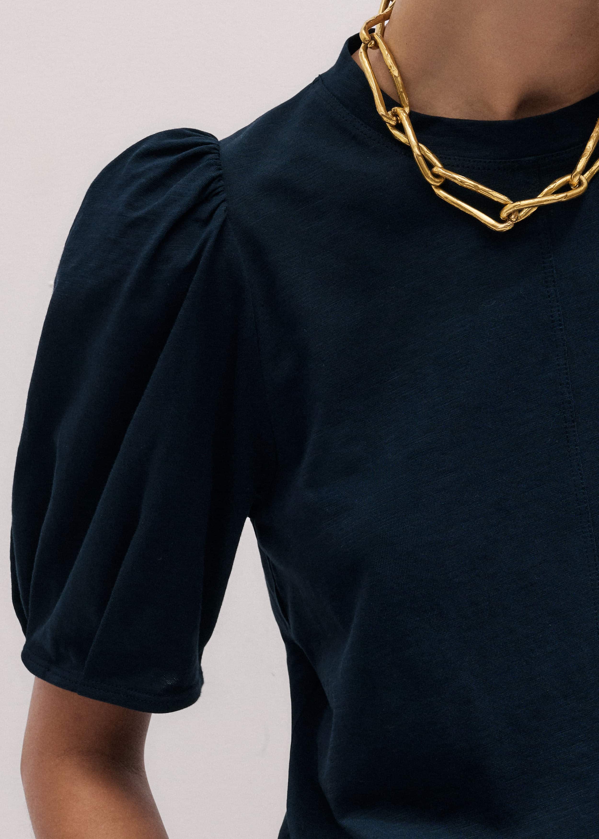 Navy Feminine Sleeve Swing Top meandem