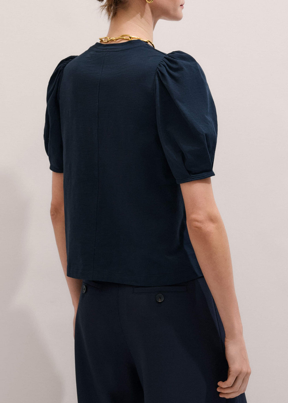 Navy Feminine Sleeve Swing Top meandem