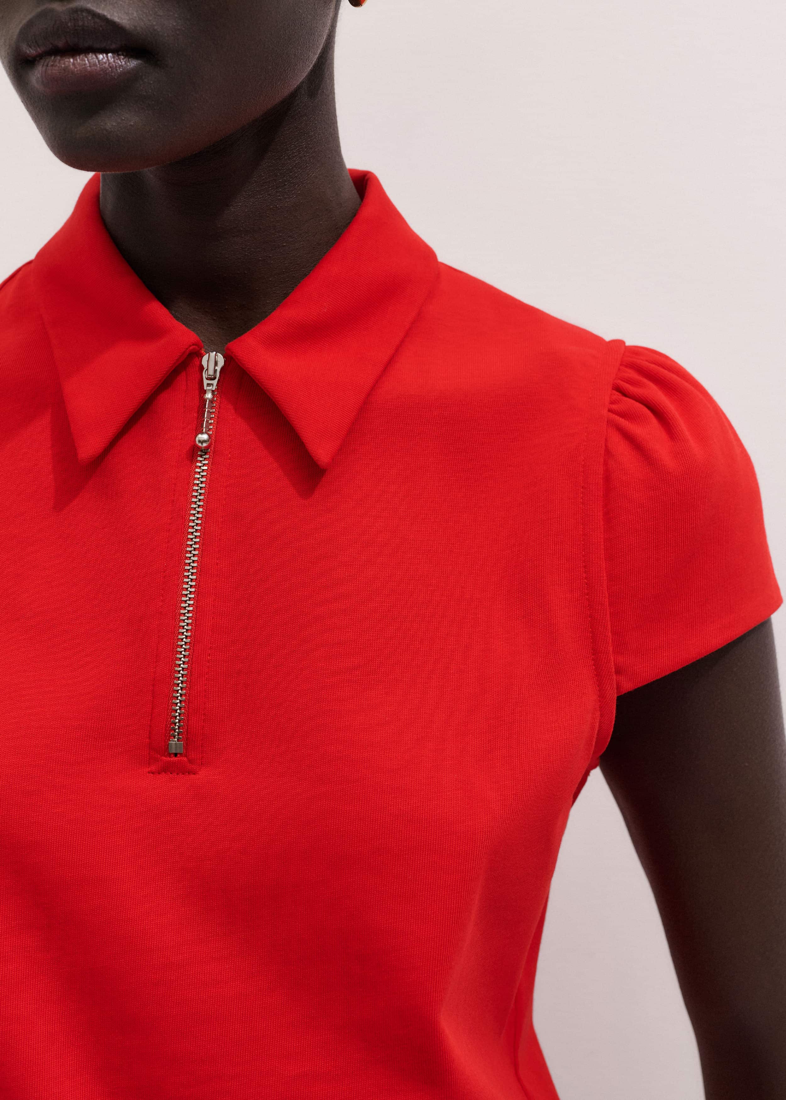 Red Cap Sleeve Polo Top meandem