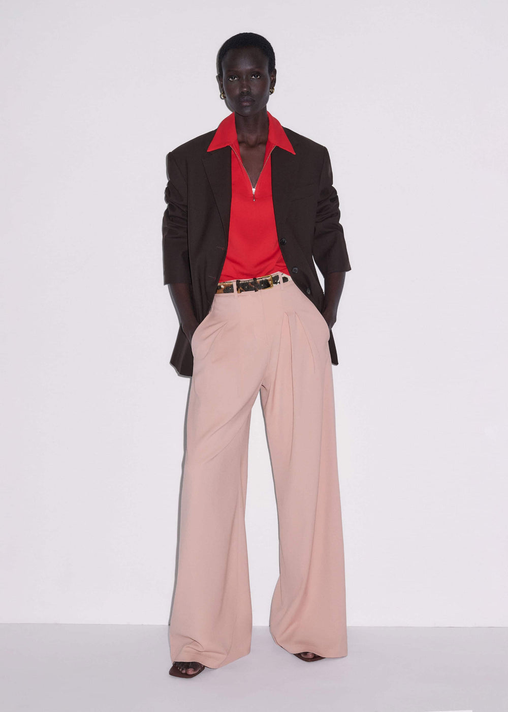 Red Cap Sleeve Polo Top meandem