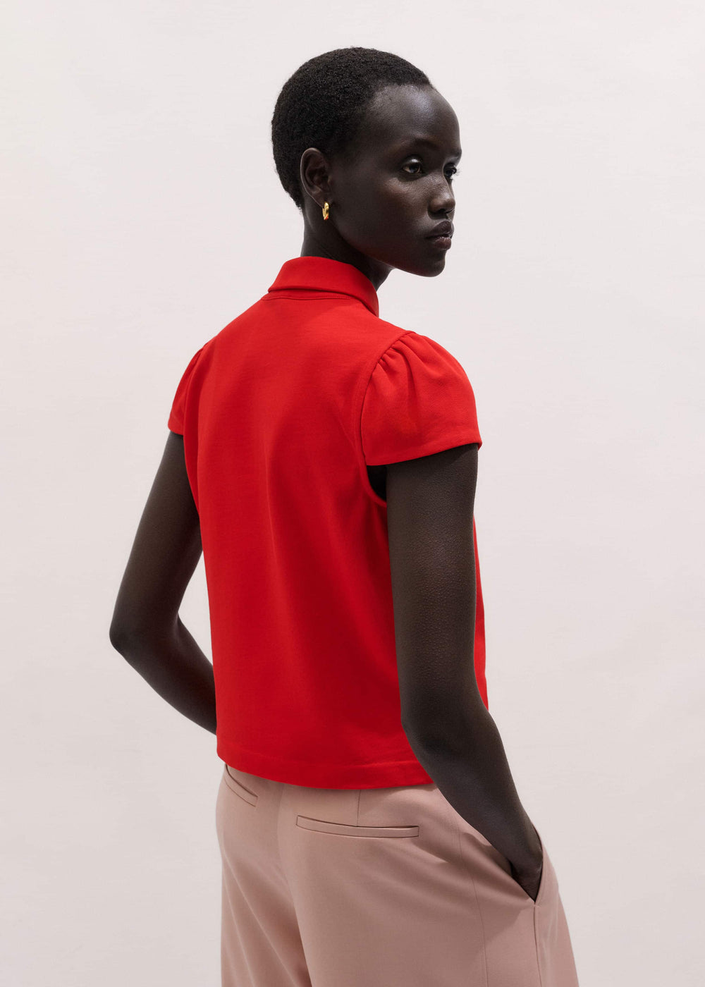 Red Cap Sleeve Polo Top meandem