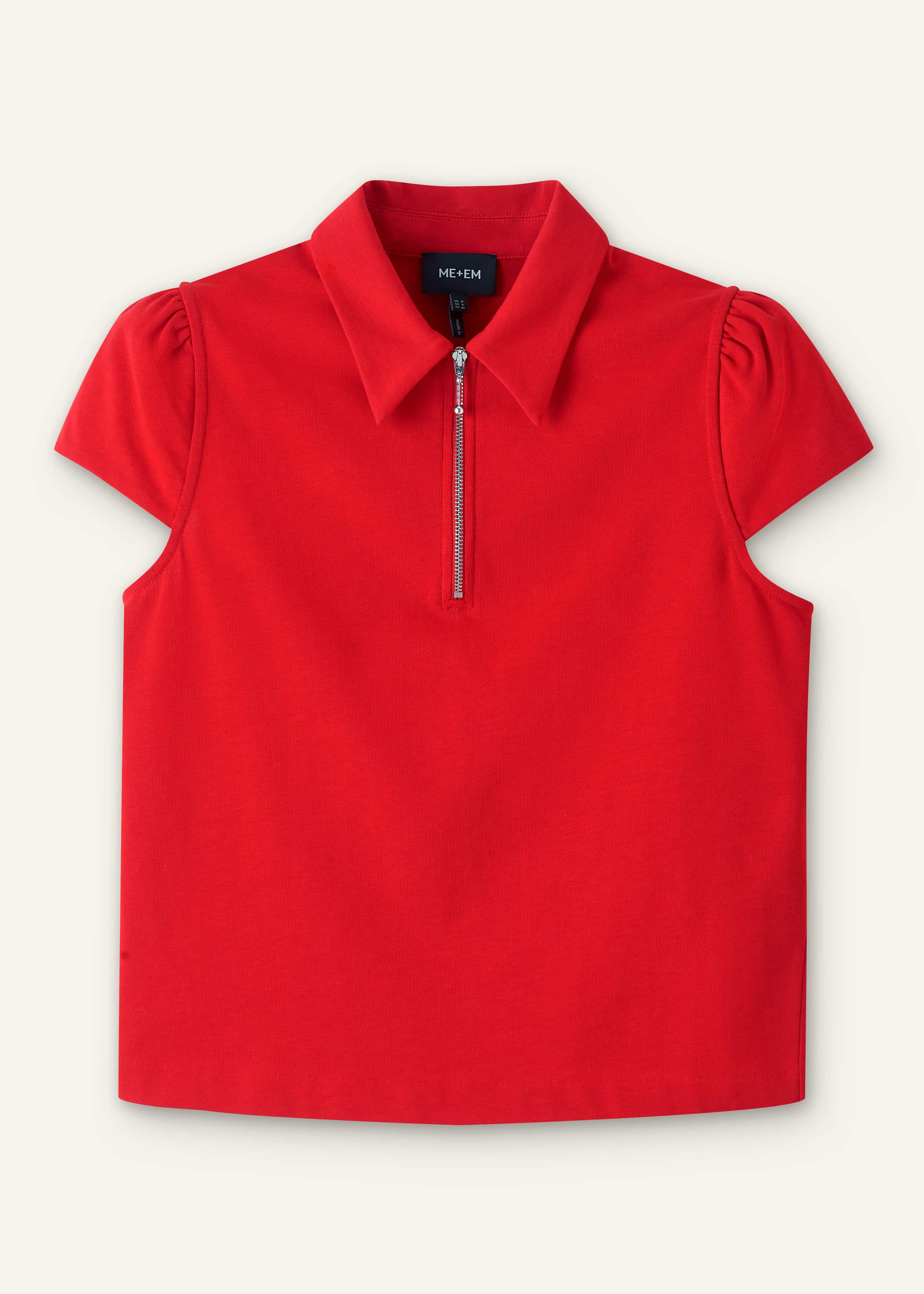 Red Cap Sleeve Polo Top meandem
