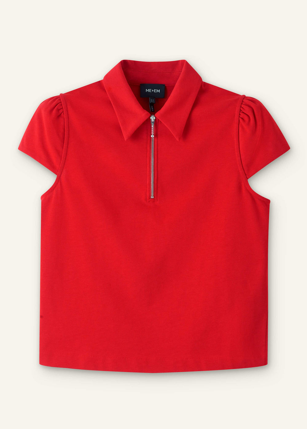 Red Cap Sleeve Polo Top meandem