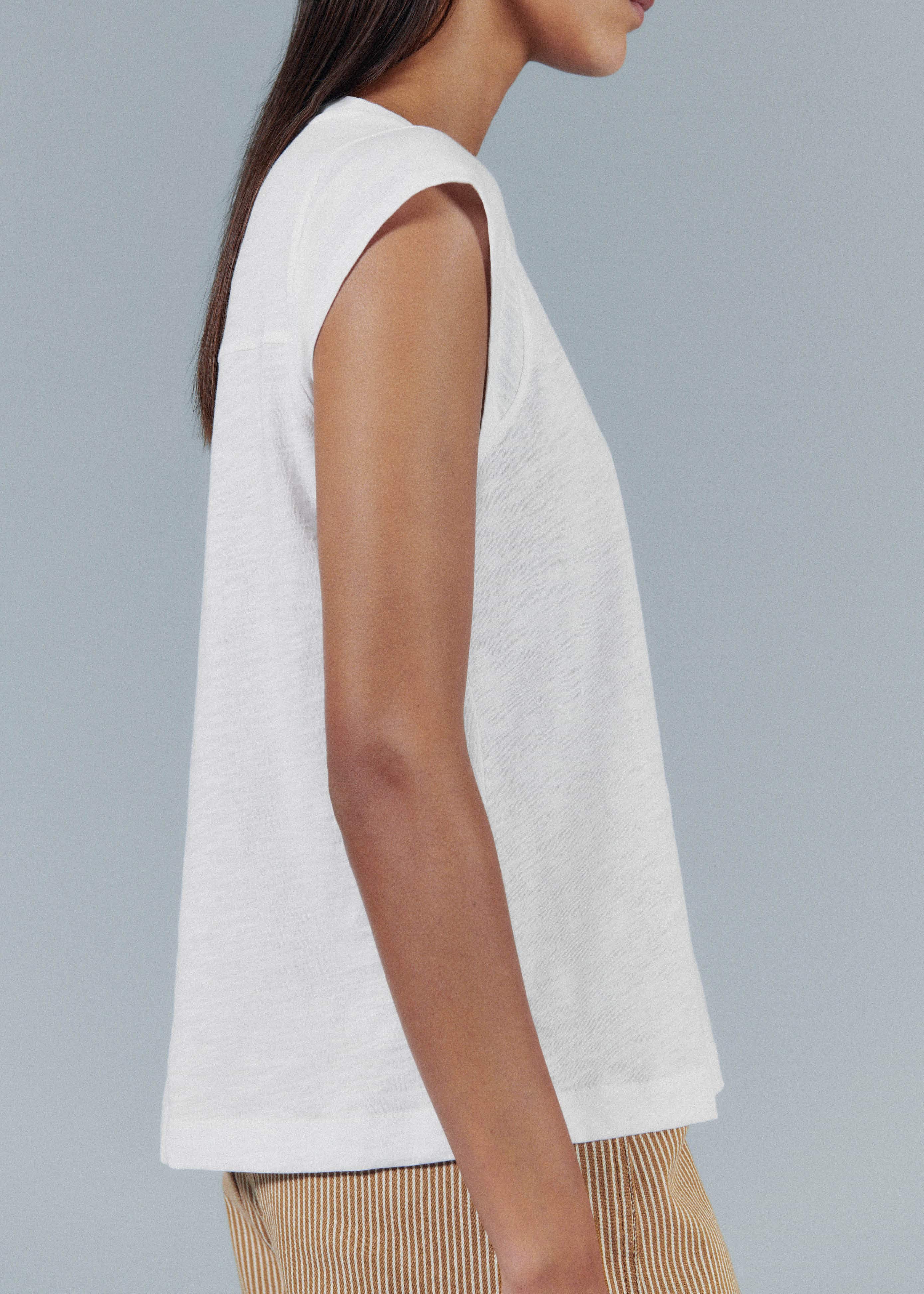 White Cap Sleeve Crew Neck Swing Tee meandem