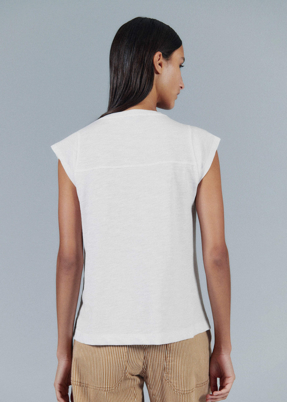 White Cap Sleeve Crew Neck Swing Tee meandem