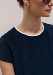 Navy Toweling Rib Trim Baby Tee meandem