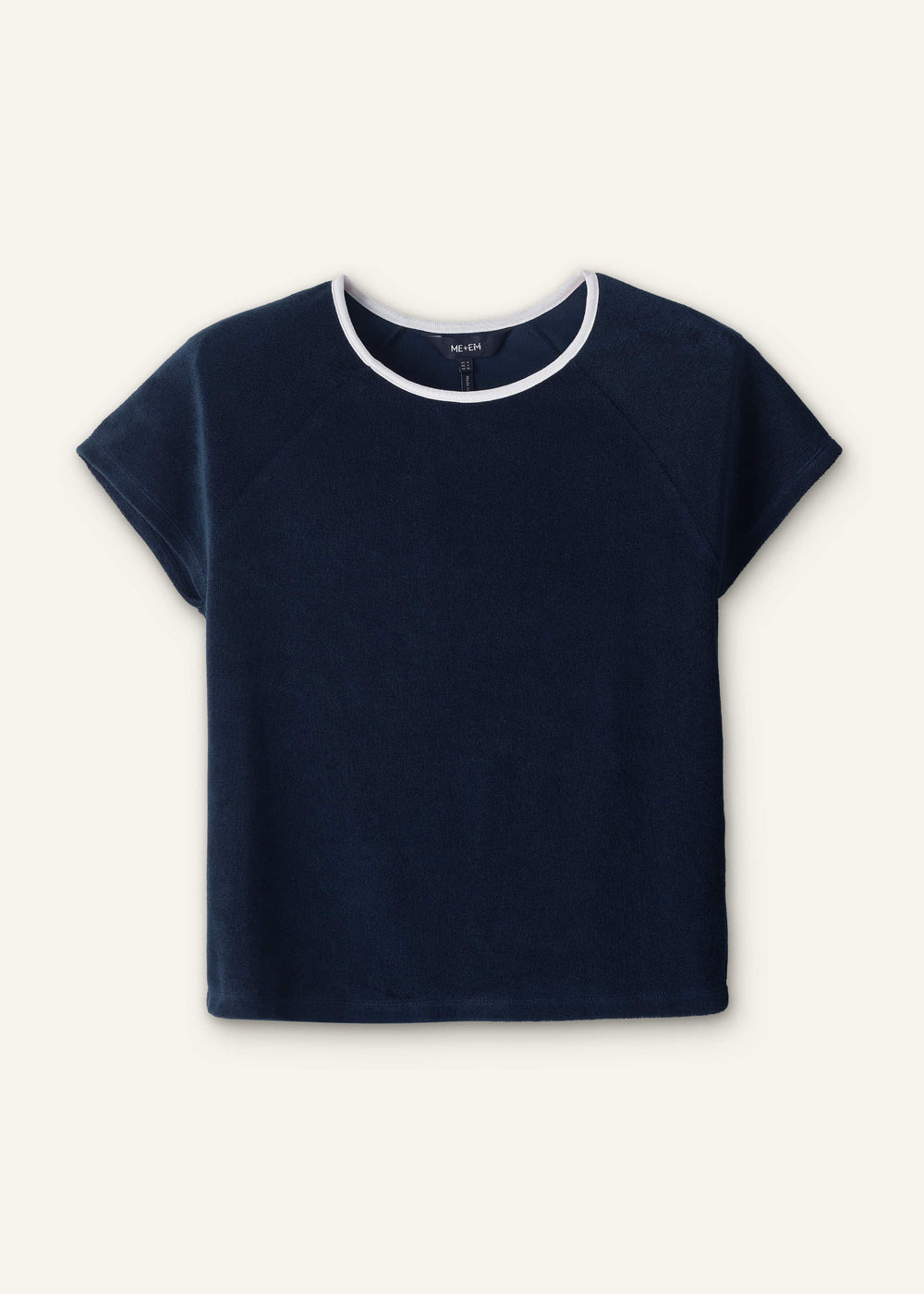 Navy Toweling Rib Trim Baby Tee meandem