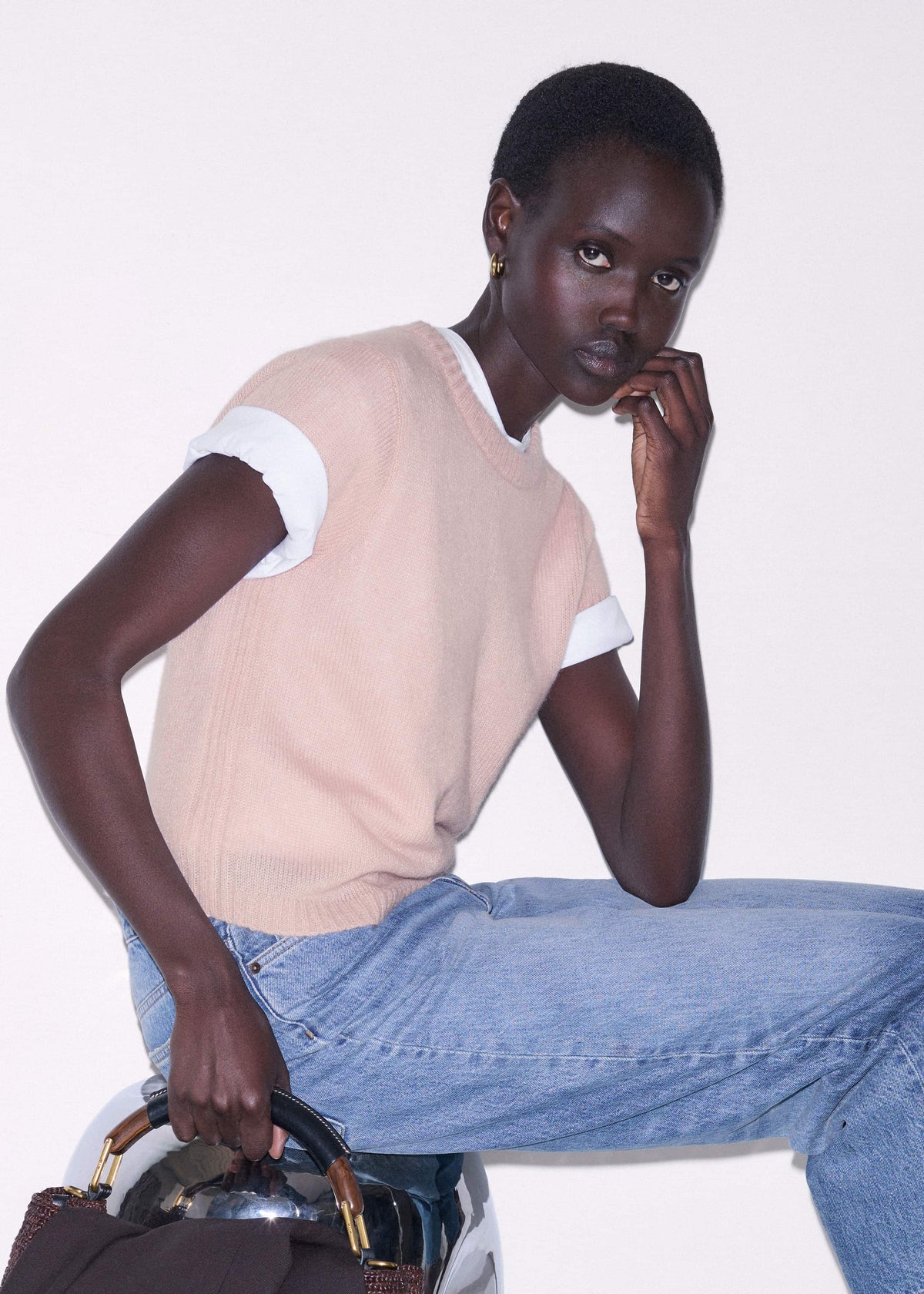 Pink Merino Cashmere Silk Straight Baby Tee meandem