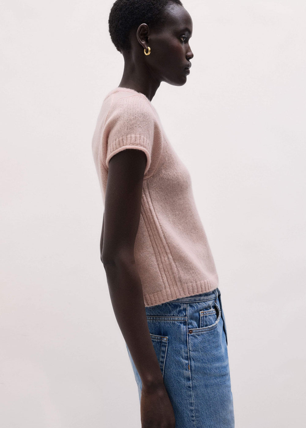 Pink Merino Cashmere Silk Straight Baby Tee meandem