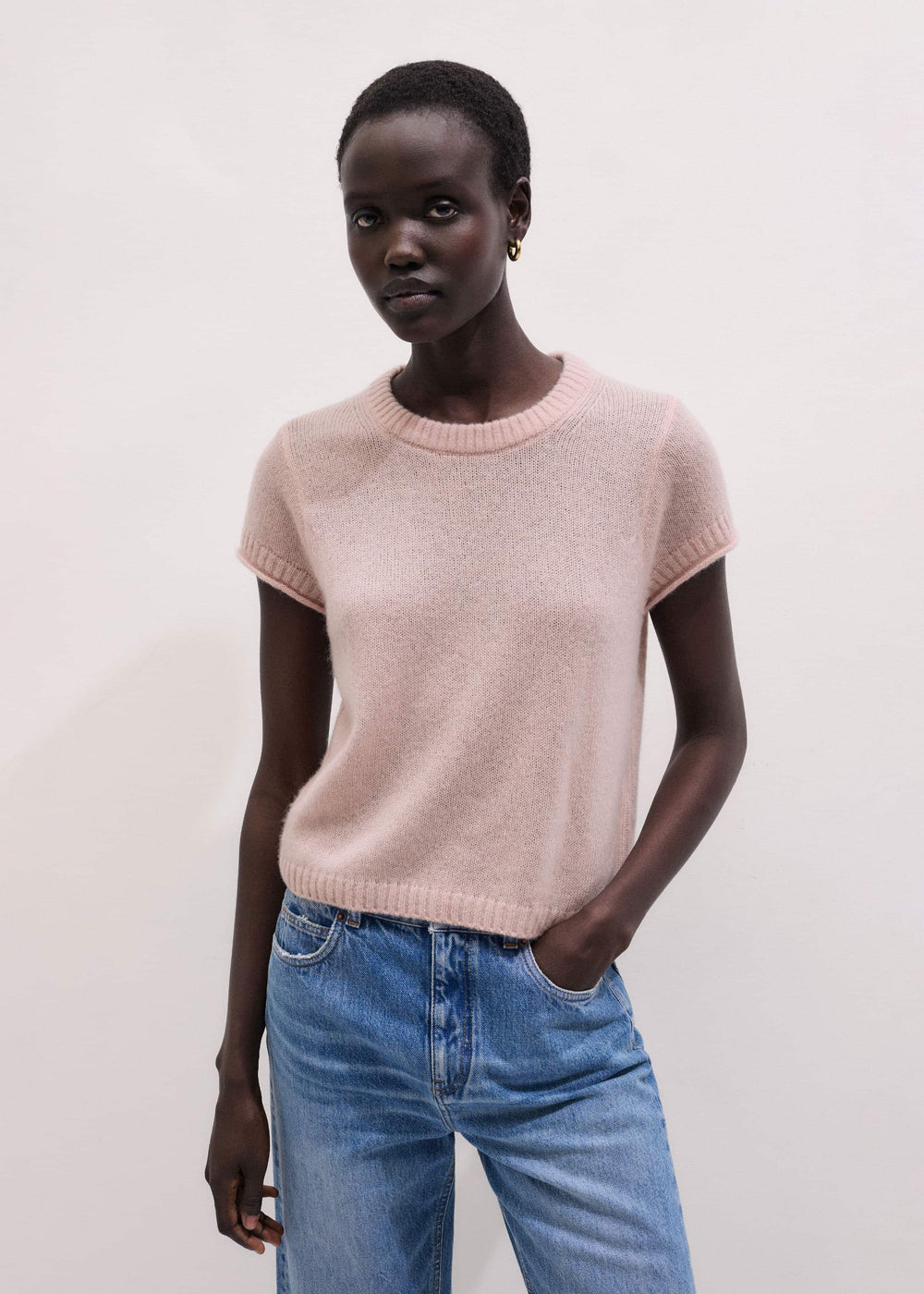 Pink Merino Cashmere Silk Straight Baby Tee meandem
