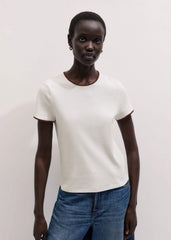 Cream Contrast Trim Slim Tee meandem