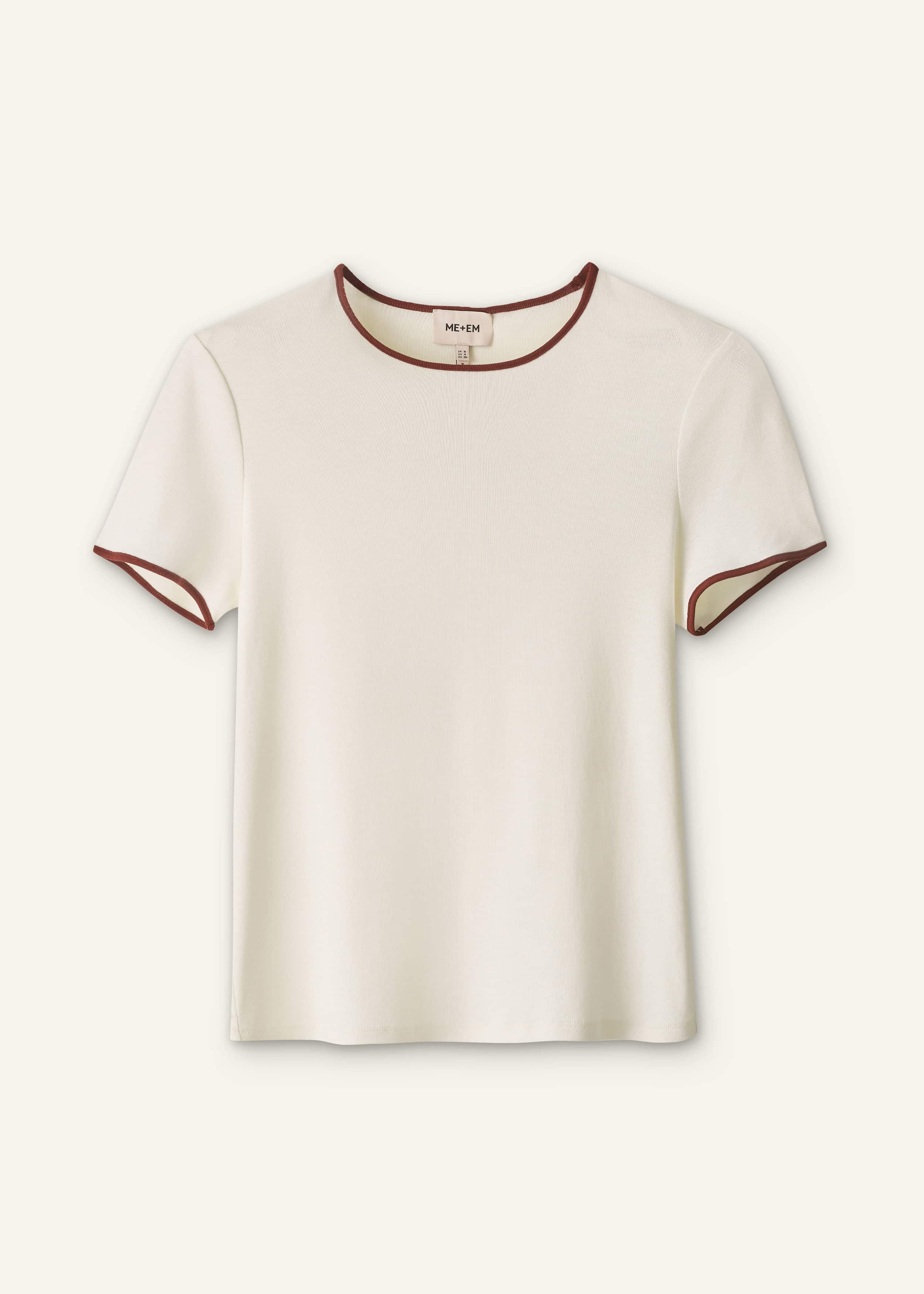 Cream Contrast Trim Slim Tee meandem