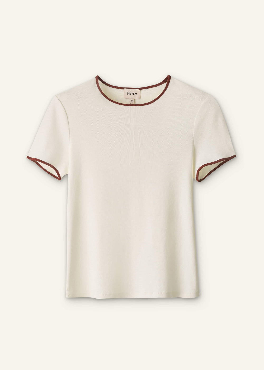 Cream Contrast Trim Slim Tee meandem