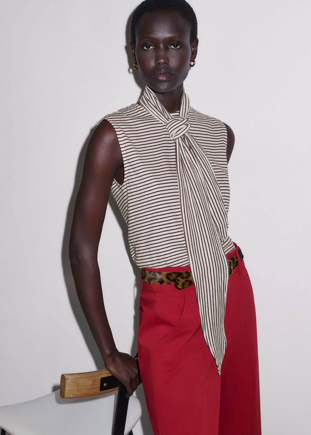Brown Scarf Neck Tank meandem