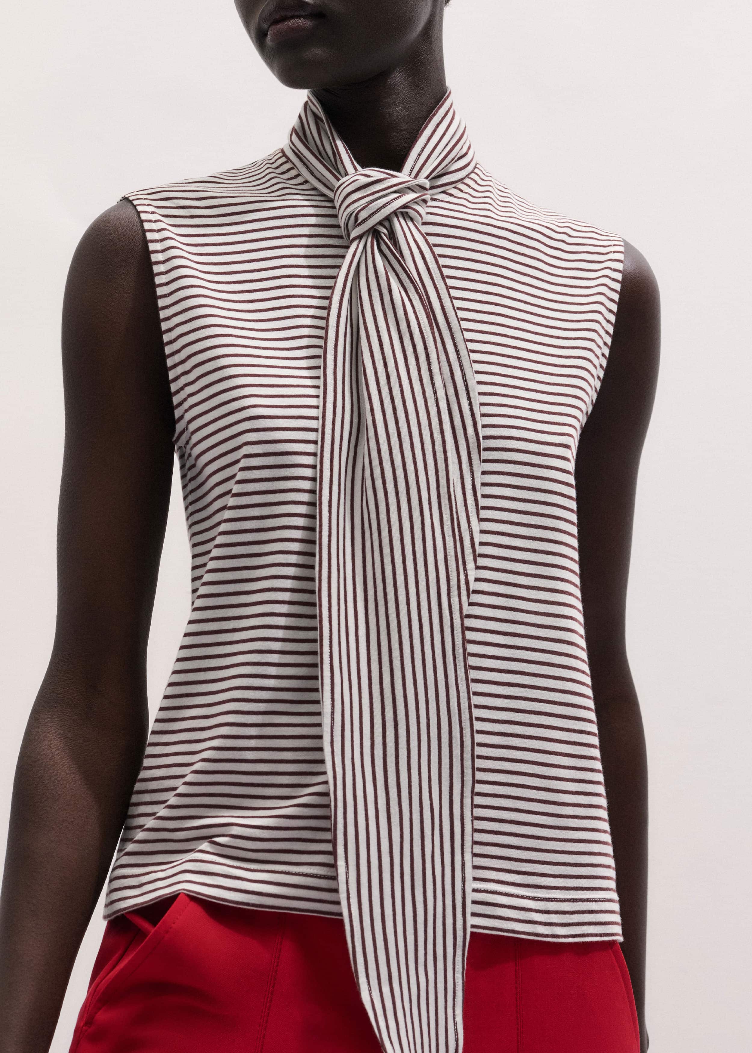 Brown Scarf Neck Tank meandem