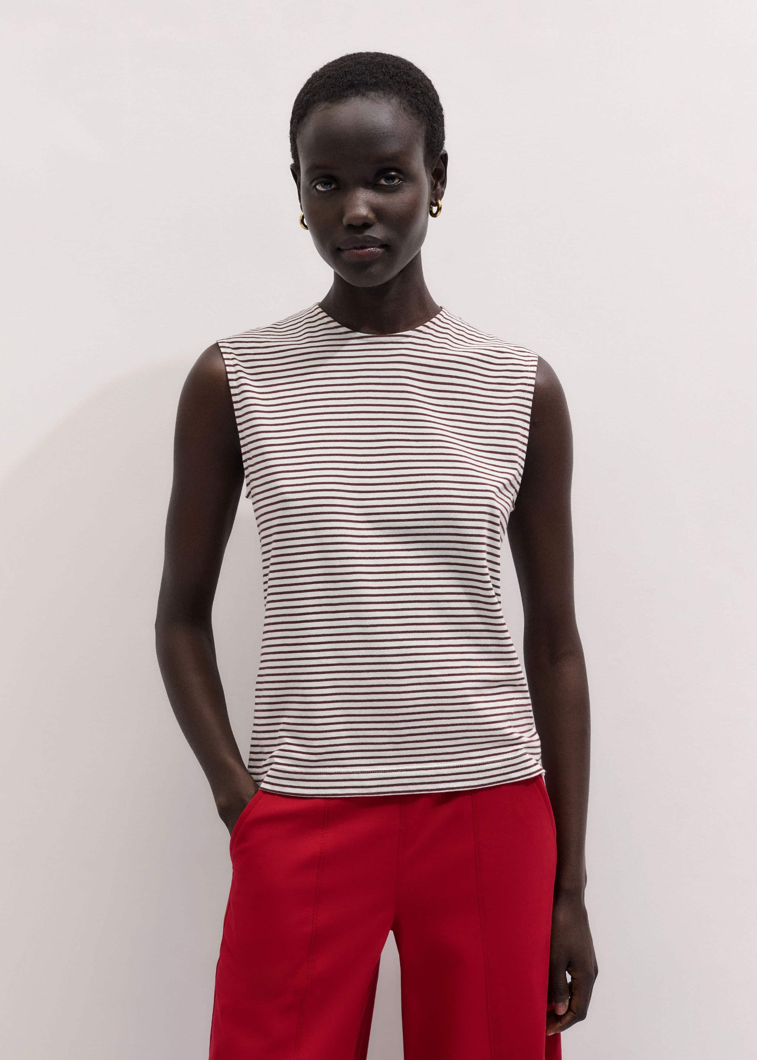 Brown Scarf Neck Tank meandem