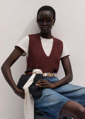 Cinnamon Brown Relaxed Knit Vest meandem