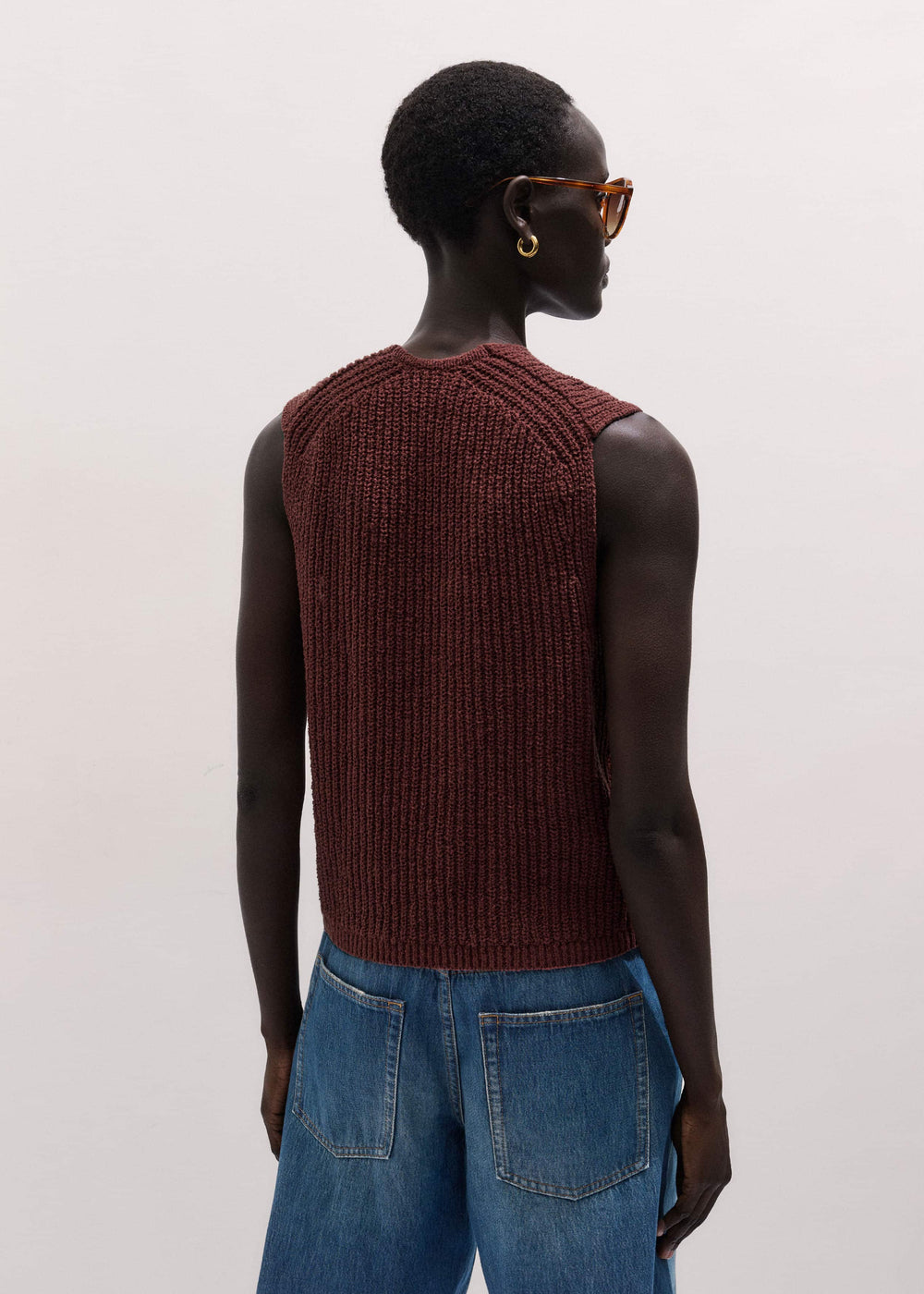 Cinnamon Brown Relaxed Knit Vest meandem