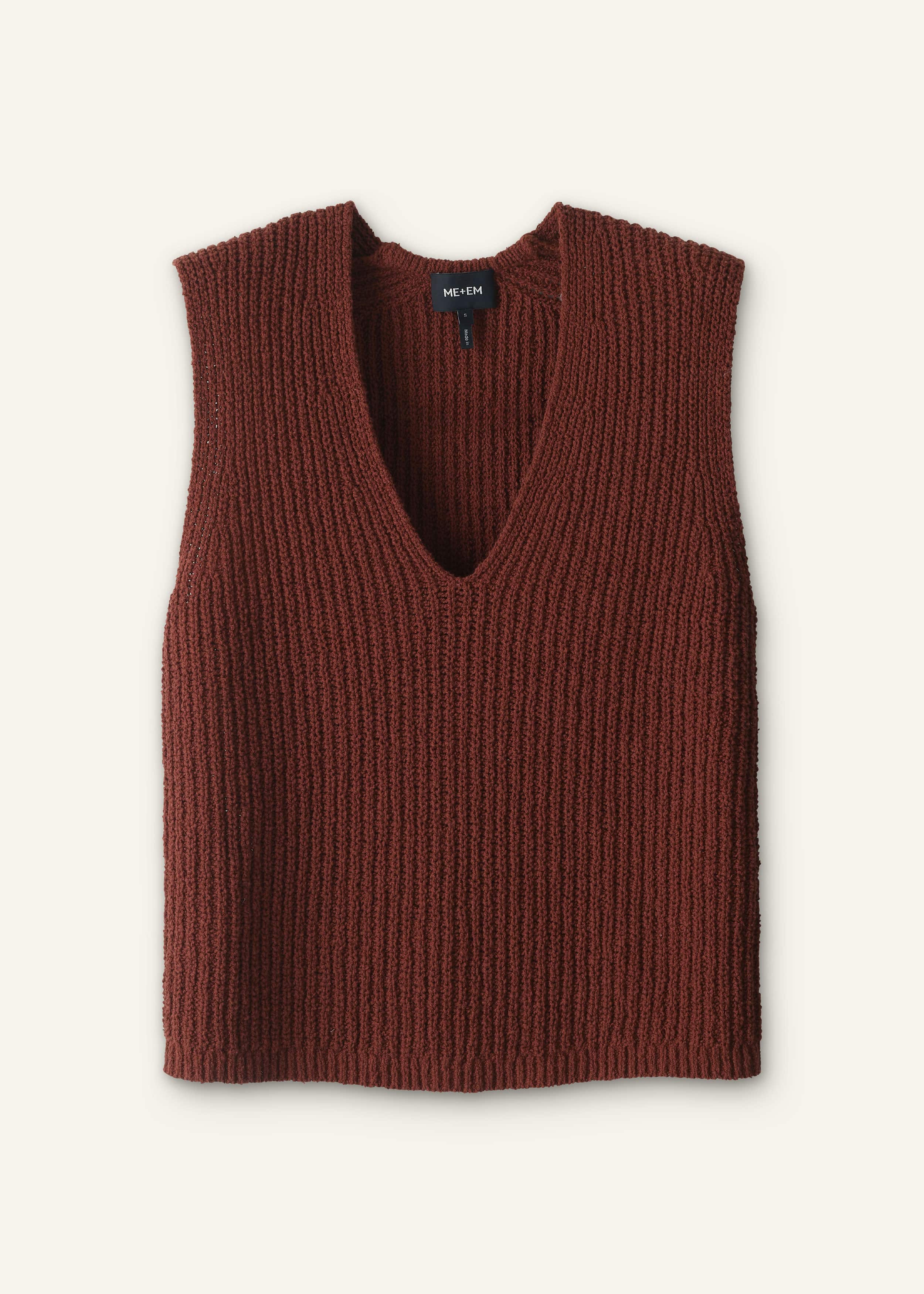 Cinnamon Brown Relaxed Knit Vest meandem