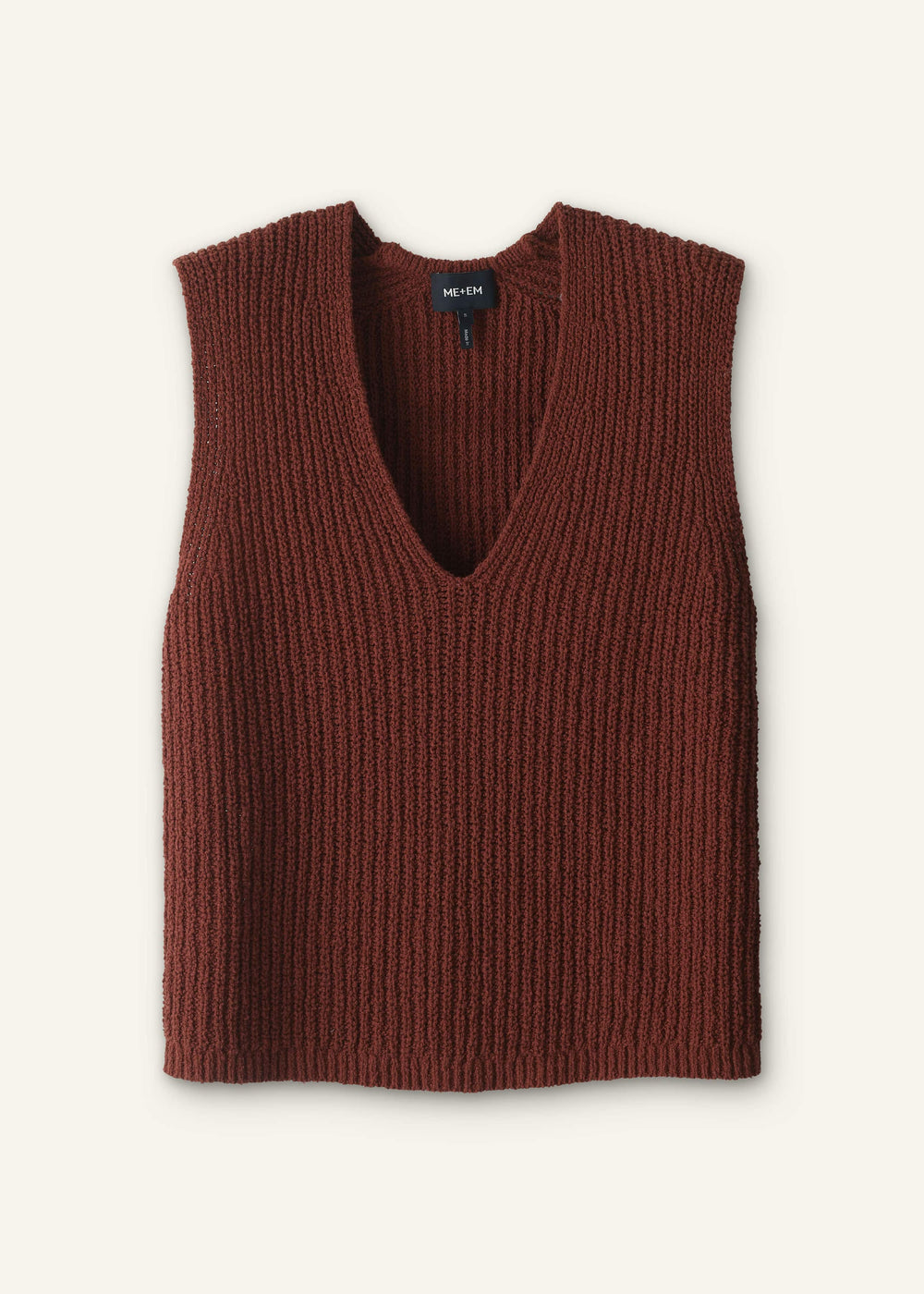 Cinnamon Brown Relaxed Knit Vest meandem