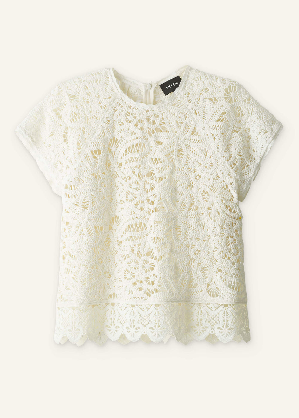 Cream Lace Crochet Crop Tee meandem