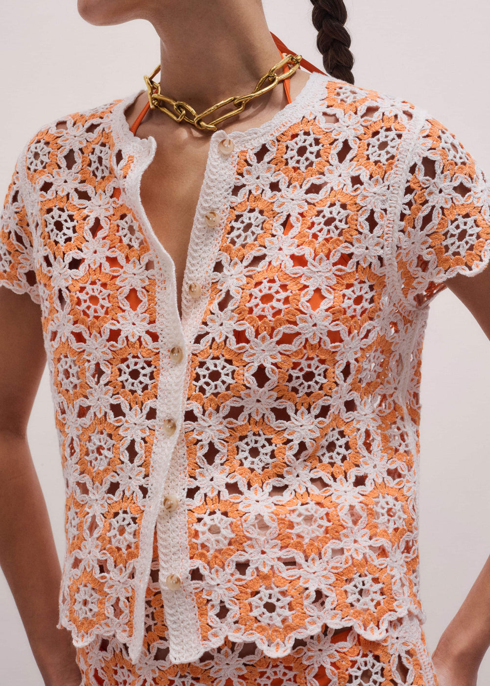 Floral Crochet Orange Beach Baby Tee meandem