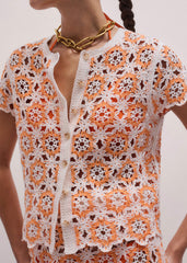 Floral Crochet Orange Beach Baby Tee meandem