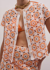 Floral Crochet Orange Beach Baby Tee meandem
