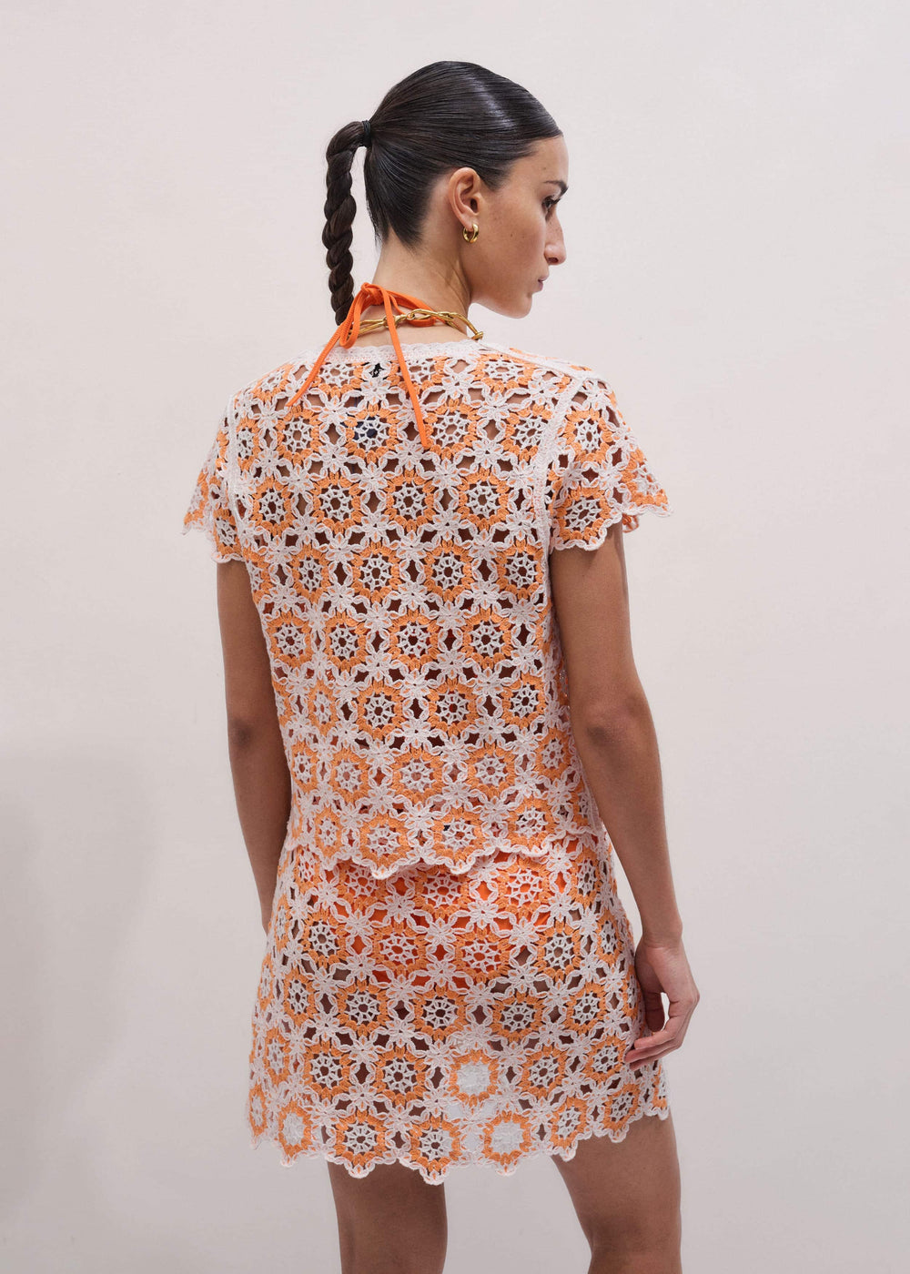 Floral Crochet Orange Beach Baby Tee meandem